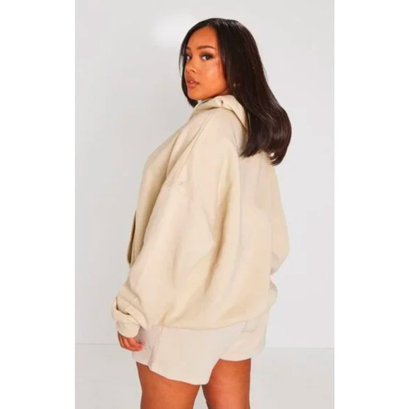 PrettyLittleThing Sand Oversized Hoodie Women's Size L Inspirational NWT - Picture 2 of 5